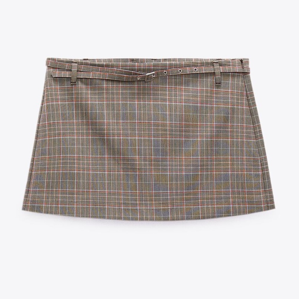 Zara plaid skort w/belt